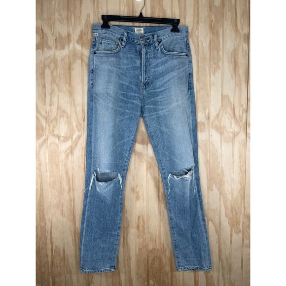 Citizens of Humanity Liya Size 25 High Rise Crop Distressed Button Fly Denim - Picture 2 of 9
